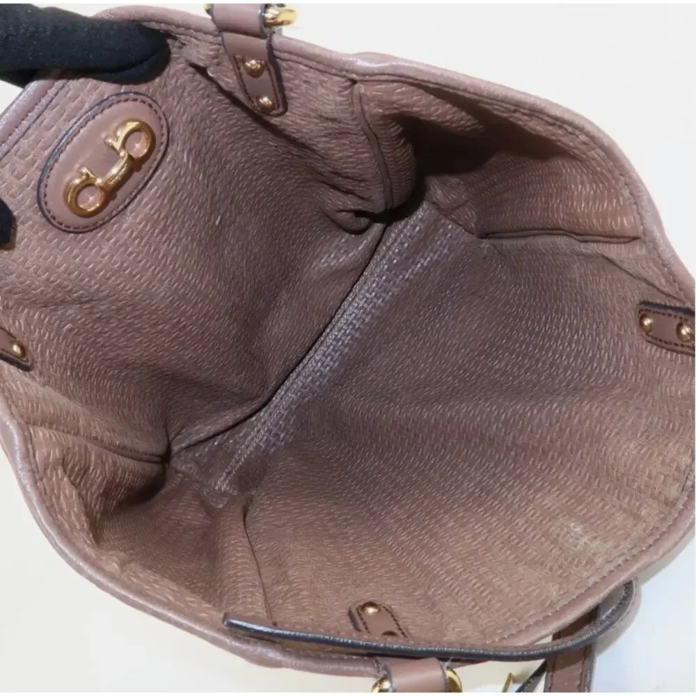 💎✨BEAUTIFUL✨💎Auth Ferragamo Gancini Leather Nylon Tote Bag Ivory Multico… - Picture 11 of 15